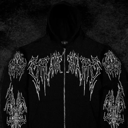 Abyssal Wraith Oversized Zip-up Hoodie [VOID BLACK]