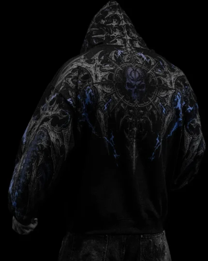 Death Slayer Oversized Zip-up Hoodie [SKY BLUE]